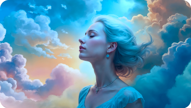 A woman feeling calm and at peace