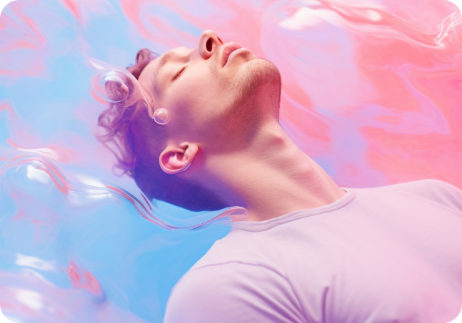 Person lying awake with racing thoughts